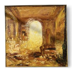 EXCEPTIONAL MID CENTURY MODERN ABSTRACT OIL ON CANVAS