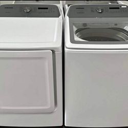 Samsung top-loading washer and dryer set, extra capacity, modern