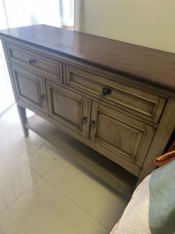 Solid wood console entryway table sideboard credenza cabinet