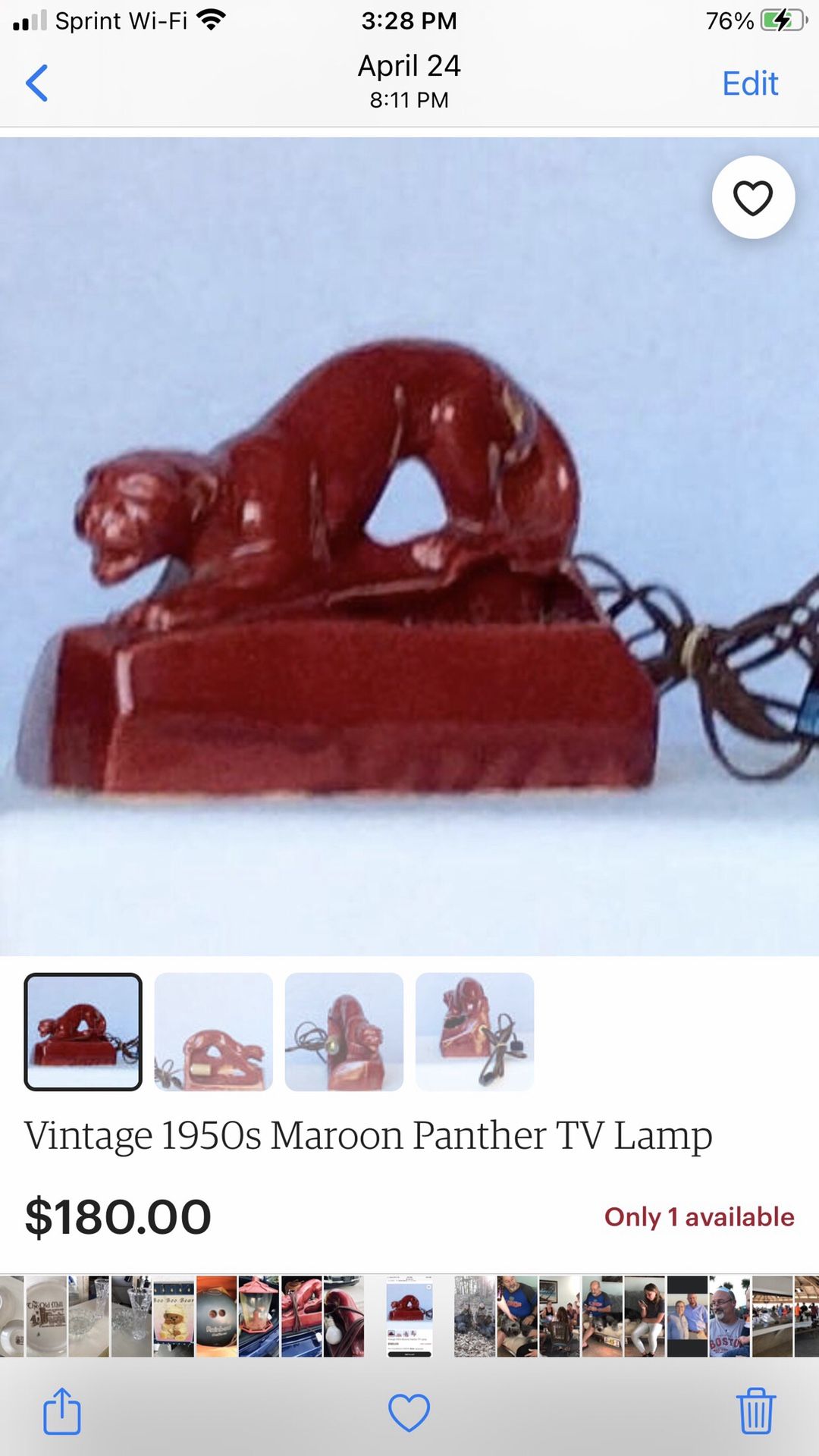 Vintage 1950’s Panther Lamp -$125.00- See Info