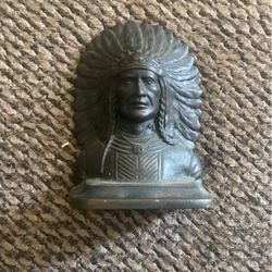 Vintage Cast Iron Indian Chief Door Stop 