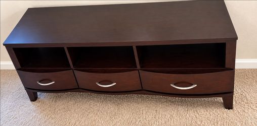Dark Espresso TV Console / Media Cabinet – 3 Drawers