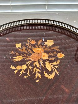 Mariota Italy Round Brass/Wood Serving Tray