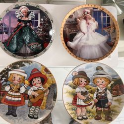 Barbie 1989, 1995 Holiday Collectible Plate w/COA Plus 2 Dolly Dingle Plates 