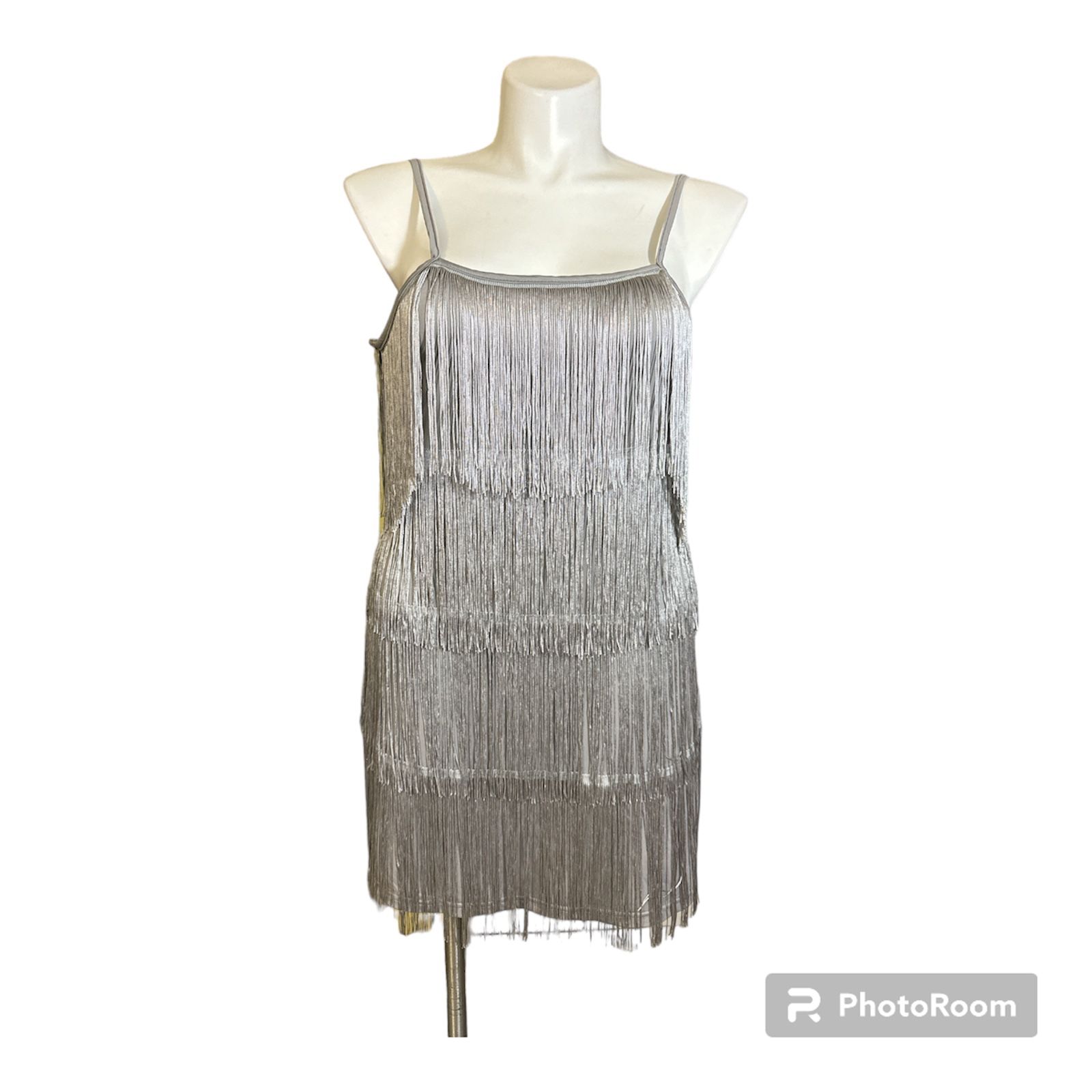 Fringed Silver Dress L