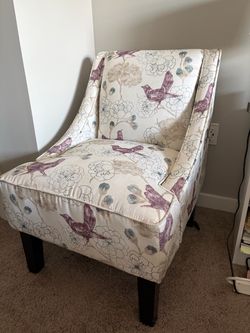 Floral Bird Print Accent Chair