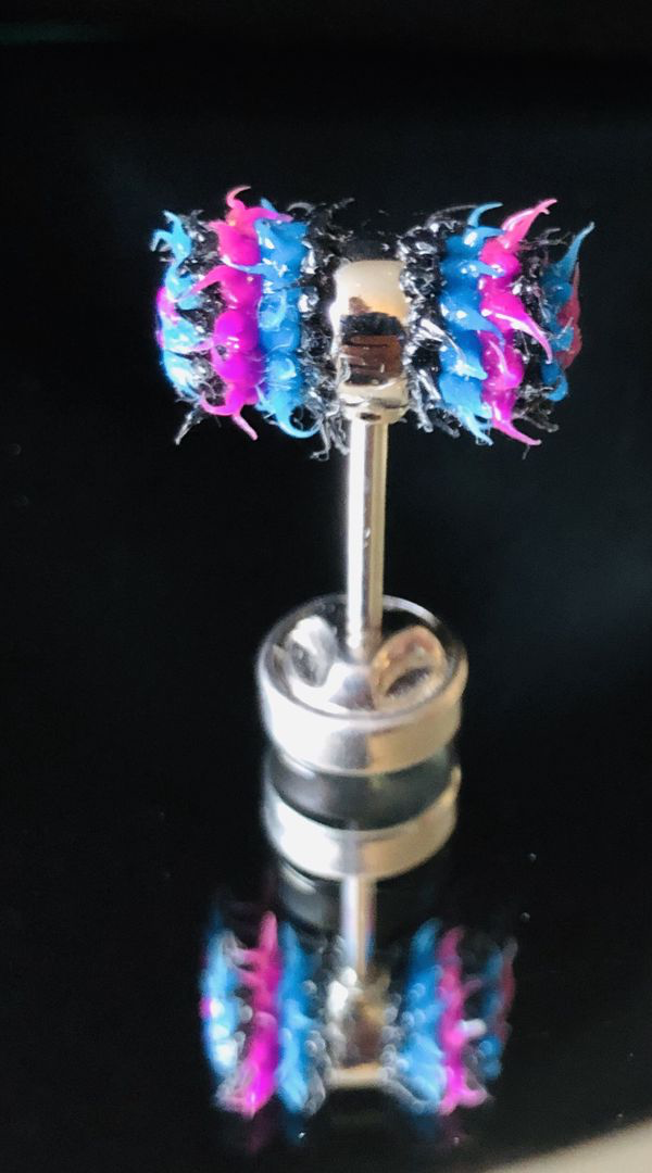 VIBRATING TONGUE RING BARBELL PURPLE, BLUE & BLACK KOOSH VIBRATOR FRENCH TICKLER Body Jewelry Piercings