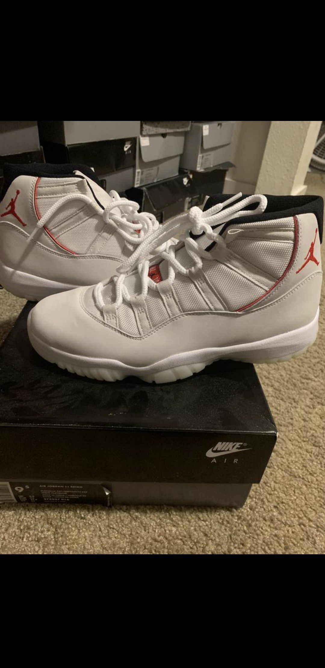 Size 9.5 DS brand new platinum tint 11s OG all serious buyers only please and thanks