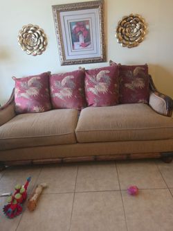 Tropical Style 4 piece living room set with wood Frame