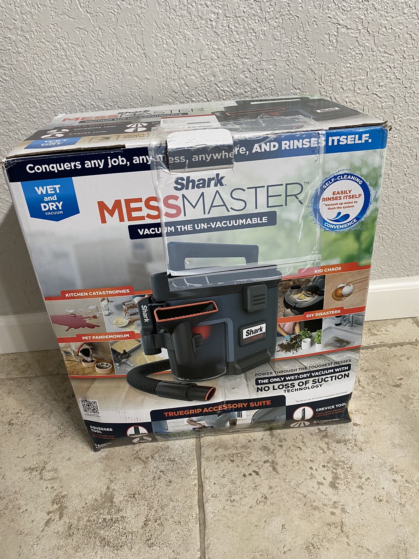 Slightly Used Shark VS101 MessMaster Portable Wet Dry Vacuum, Small Shop Vac, 1 Gallon Capacity, Corded, Perfect for Pets & Cars, AnyBag Tech, Self-Cl