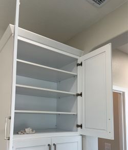 White Wood Storage Cabinet with Shelves 36”x40”