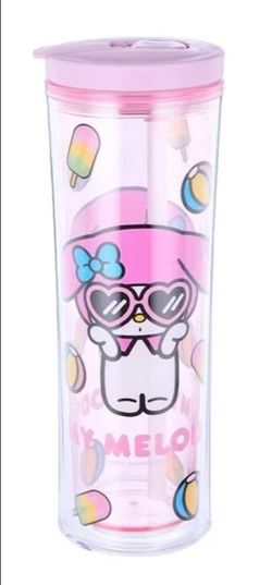 New sanrio hello kitty my melody plastic doubled wall tumbler with lid 640 ml.