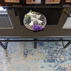 Black Glass Coffee Table And End Table 