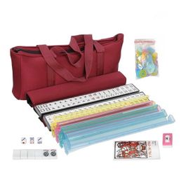 American Mah Jongg Mahjong 166 Tile Set Plastic with 4 All-in-One Rack/Pushers, Soft Bag