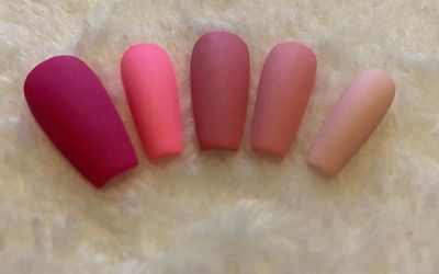 Short coffin deep pink pastel pink press on nails matte