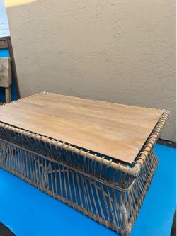 Boho Rattan and wood Coffee Table