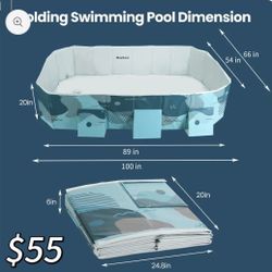 😀 MaxKare Rectangular Inflatable-free Foldable Swimming Pool, Outdoor Backyard Family & Kids Play Pool, Green, 100"