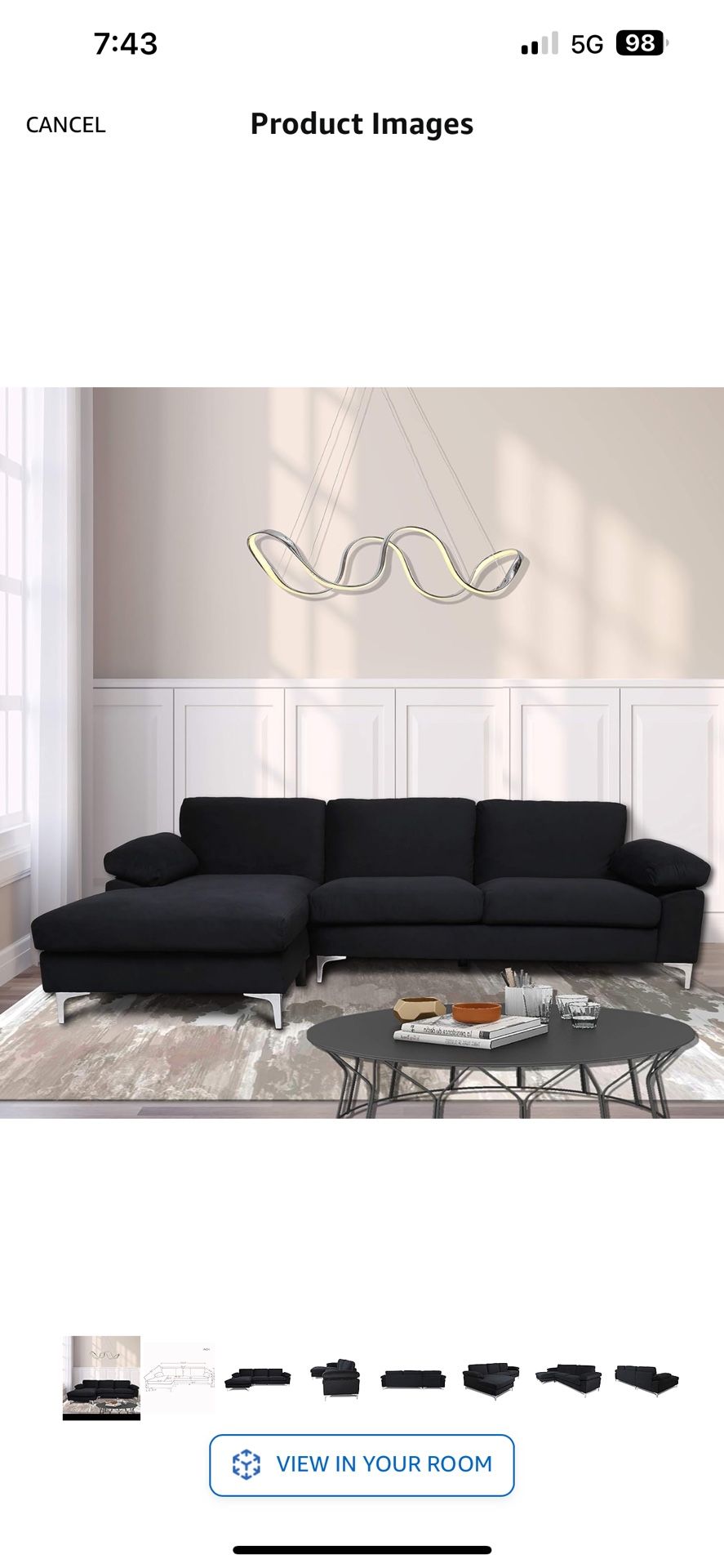 Black L-Shaped sofa