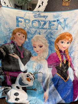 DISNEY FROZEN BLANKET LARGE BLANKET *READ ALL* ELSA ANNA KRISTOFF OLAF
