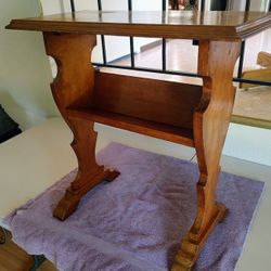Antique Mahogany Side Table w/Angled Book Shelves 