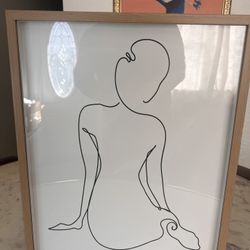Wall Picture, Modern Minimalist Line Art Figure – Wood Frame
