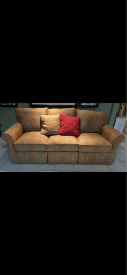 Arhaus Queen Sleeper Sofa Bed Three-Seat Upholstered Sofa with Paisley Pattern
