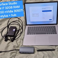Microsoft Surface Laptop Studio 14" + Stylus + Hub Gaming nVidia RTX 3050Ti Intel i7 32GB 1TB SSD Windows PC