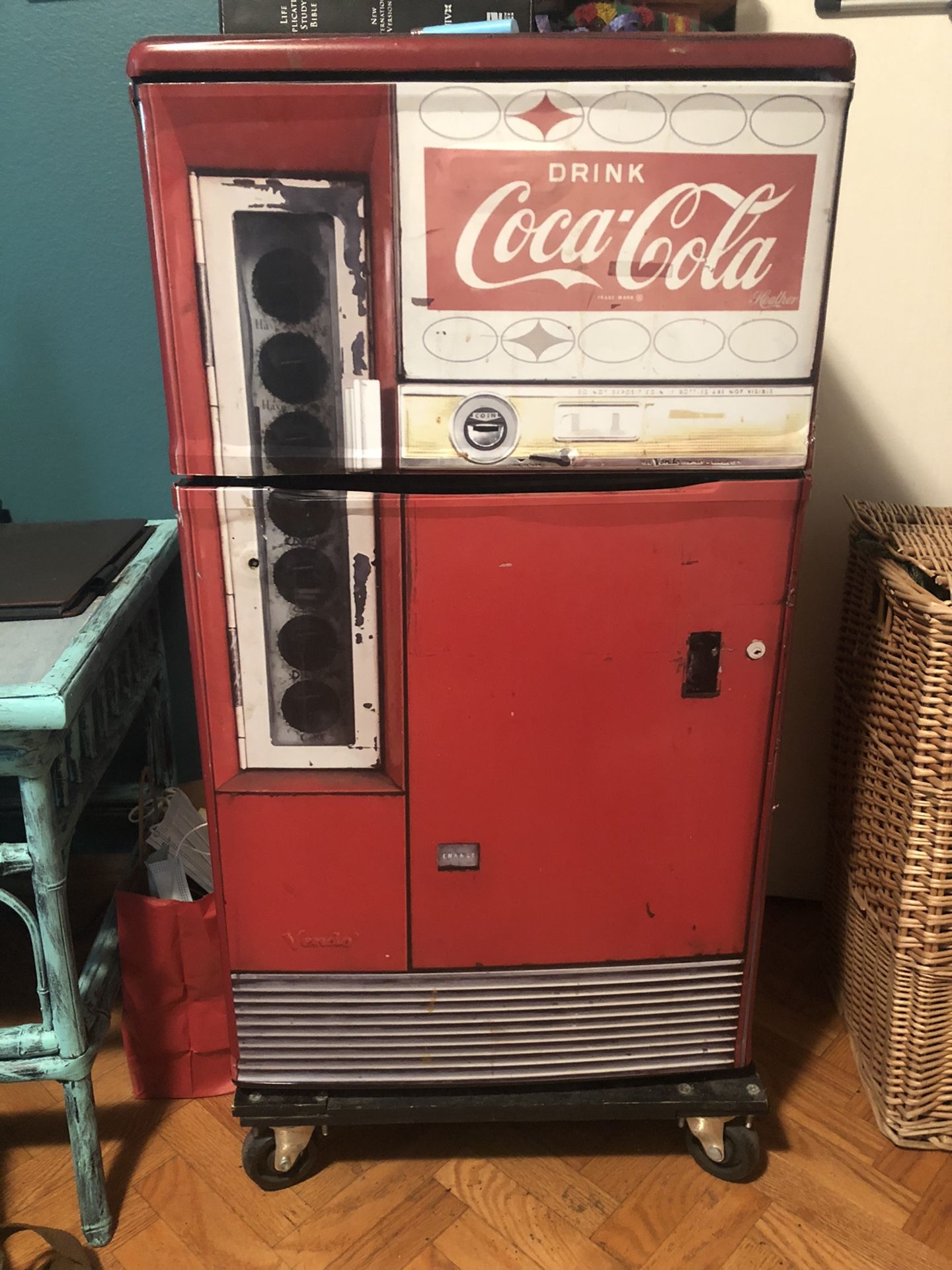 Mini Fridge: Custom Wrapped Old School Coca Cola