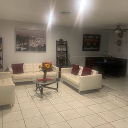 IKEA White Leather Couches Landskrona Model 