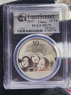 2013 SILVER PANDA PCGS MS70  FIRSTSTRIKE 