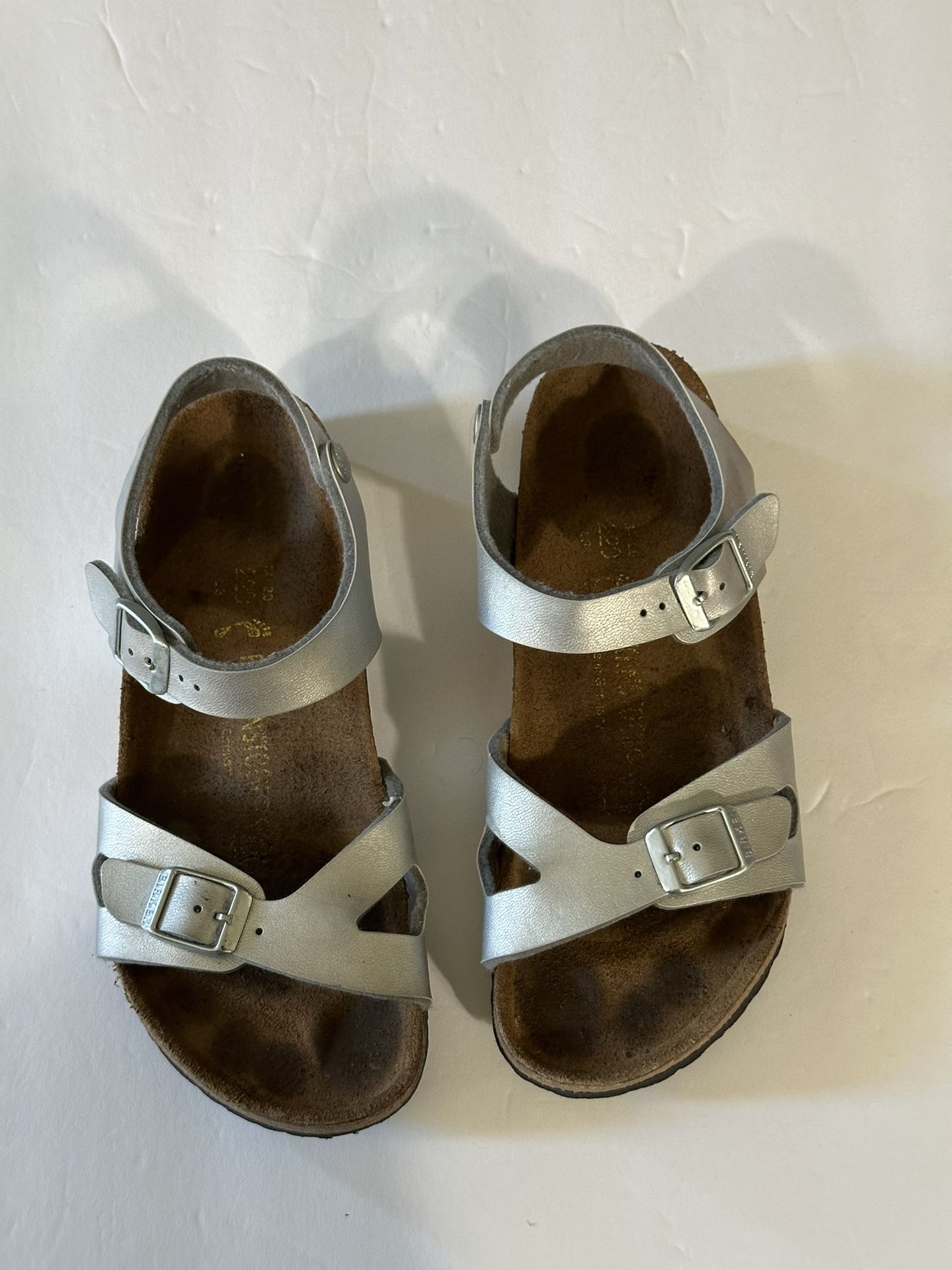 Birkenstock Kids Size 3 Rio Essentials Metallic Silver Some Wear Nice!