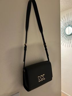 Michael Kors MK Black Leather Crossbody Bag