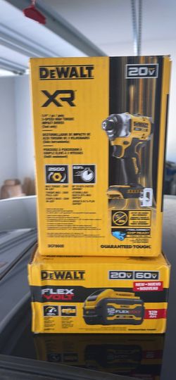 Dewalt 1/4” 3 speed high torque impact driver & 12 ah Flexvolt battery