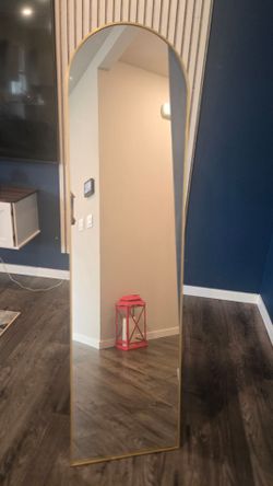 Full-Length Arched Floor Mirror Gold Frame