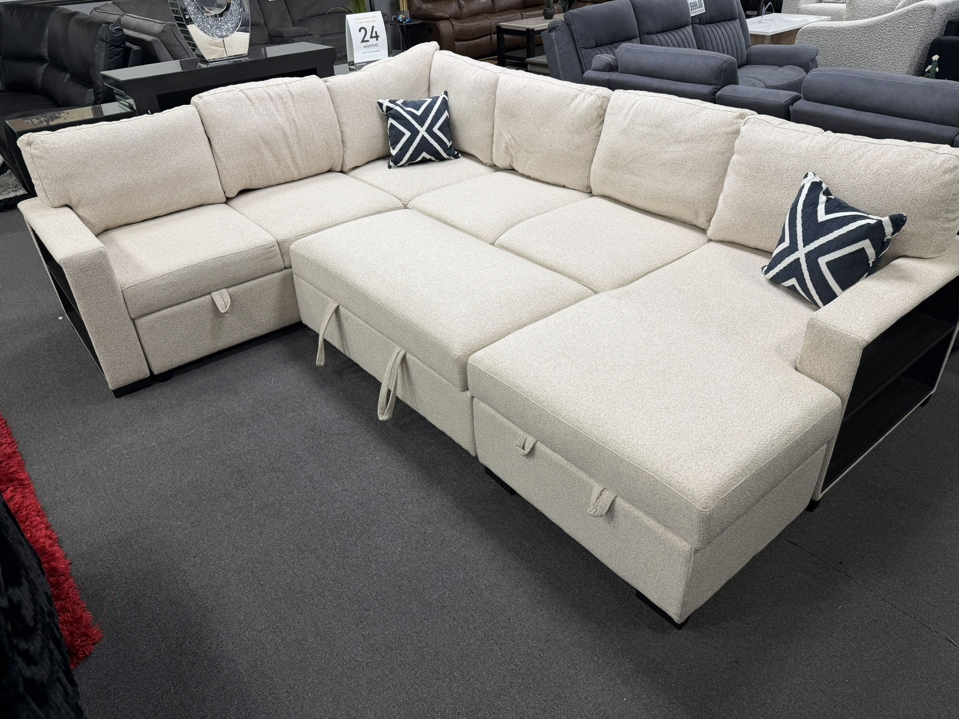 Beige Sofa Sectional Pull Out Sleeper