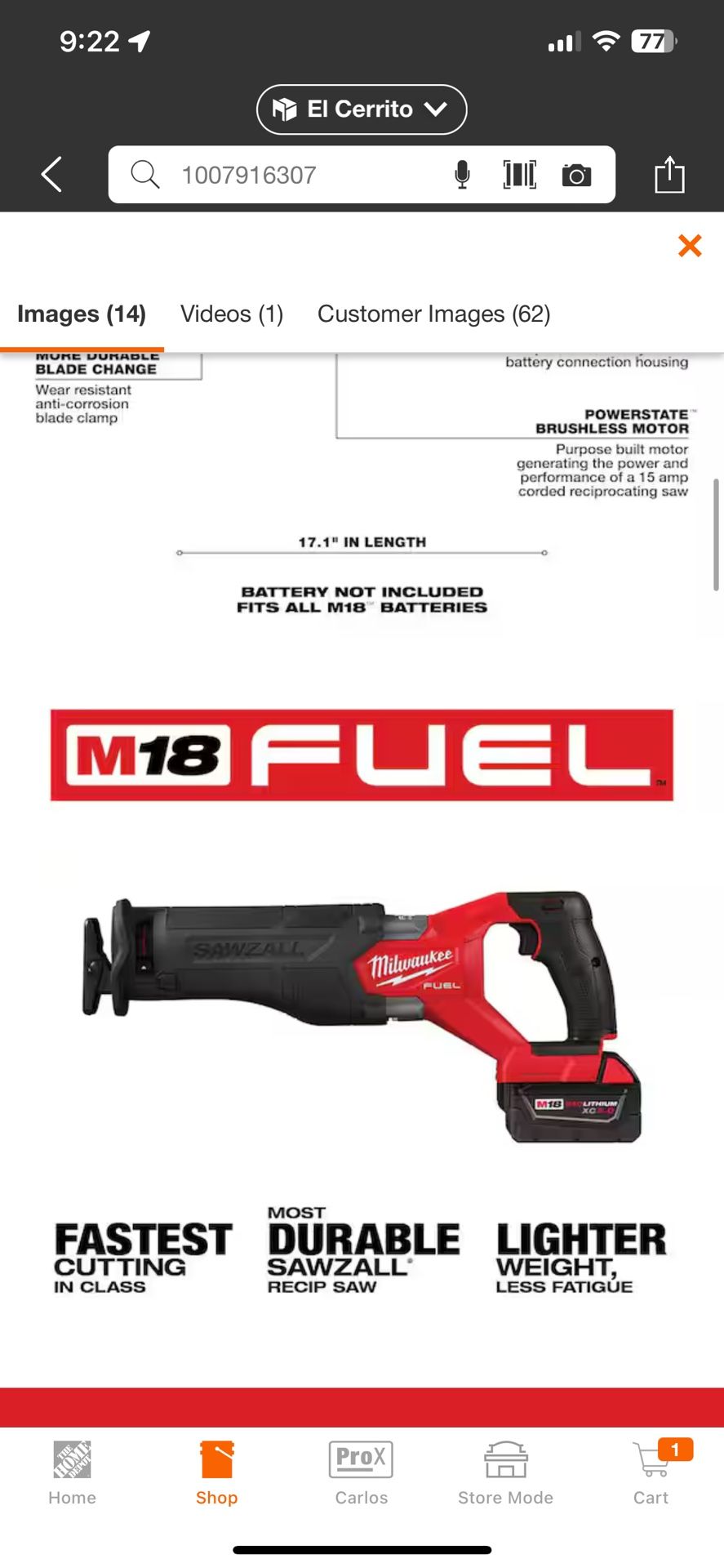 Milwaukee M18 Gen 2 Sawzall