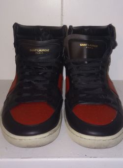 Saint Laurent Paris High-Top Leather Sneakers Size 45
