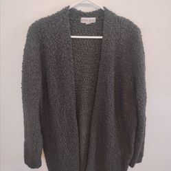 Knox Rose Boucle Open Front Cardigan XL Dark Olive Gray