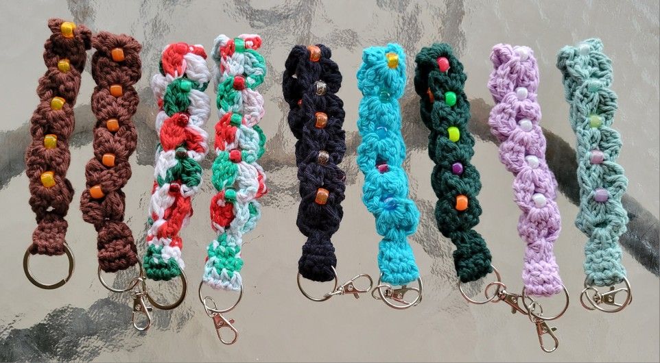 Hand Crocheted Beaded Wristlets.  Made With Cotton Yarn.