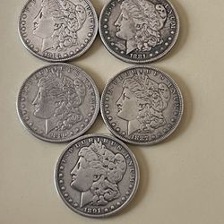 Morgan Silver Dollar Coins (5)