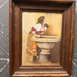 Vintage Oil Painting On Cardboard 16 By 14 