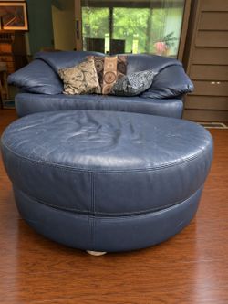 Genuine Leather Sofa + Oversized Matching Ottoman