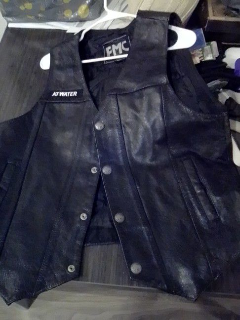 Black Label Society Leather Vest Size Large 