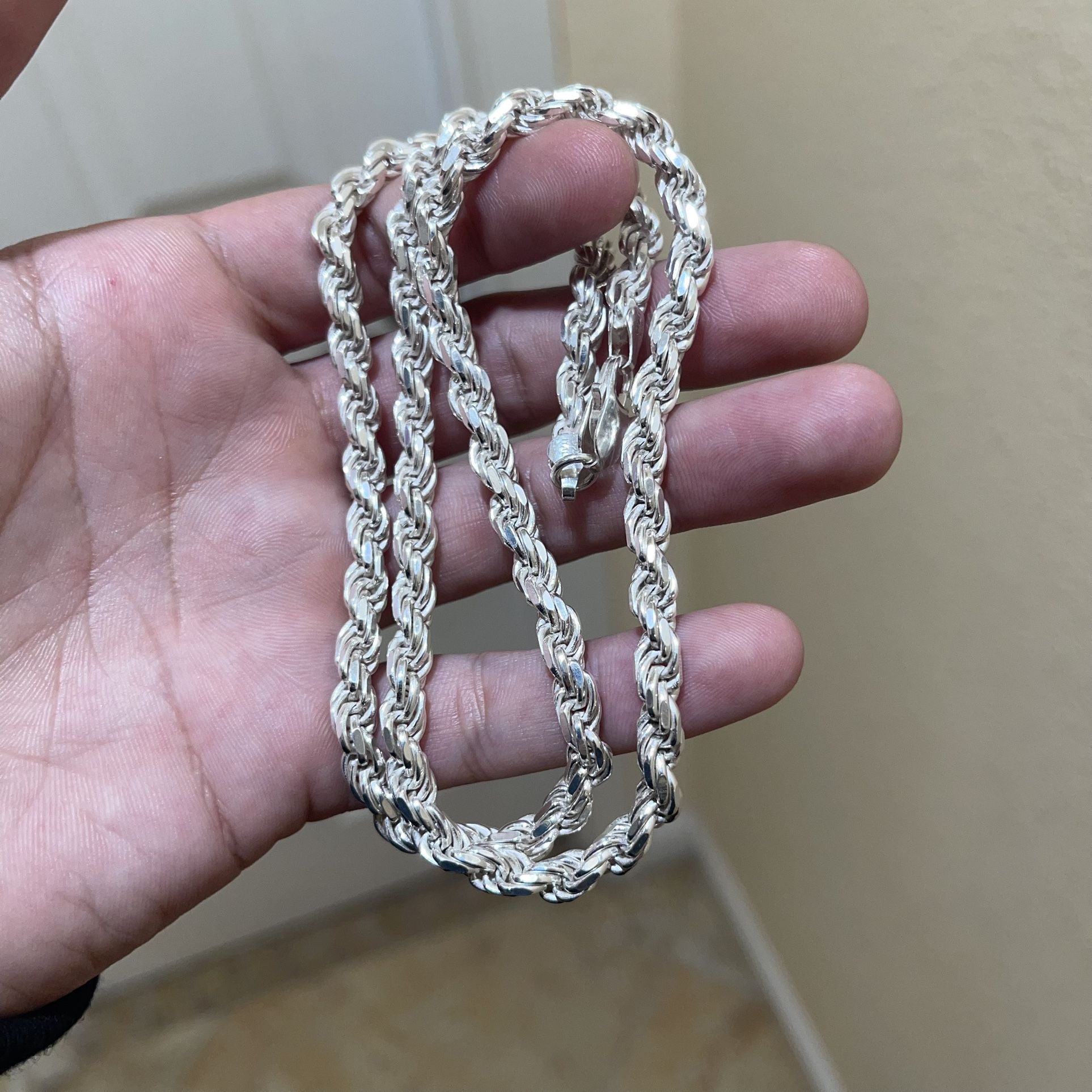 5mm 925 Italy Diamond Cut Rope Chain 22”