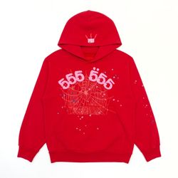 Sp5der Worldwide Red Angel Number 555 Hoodie