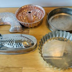 5 Molds, use for Cake, Jello, Ice, etc.