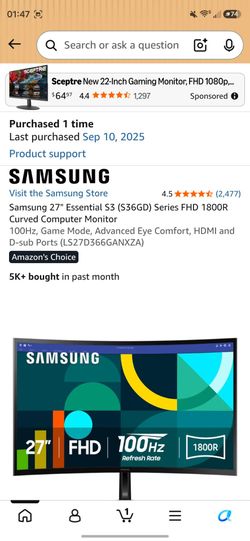 Samsung S3 100Hz Curved Monitor