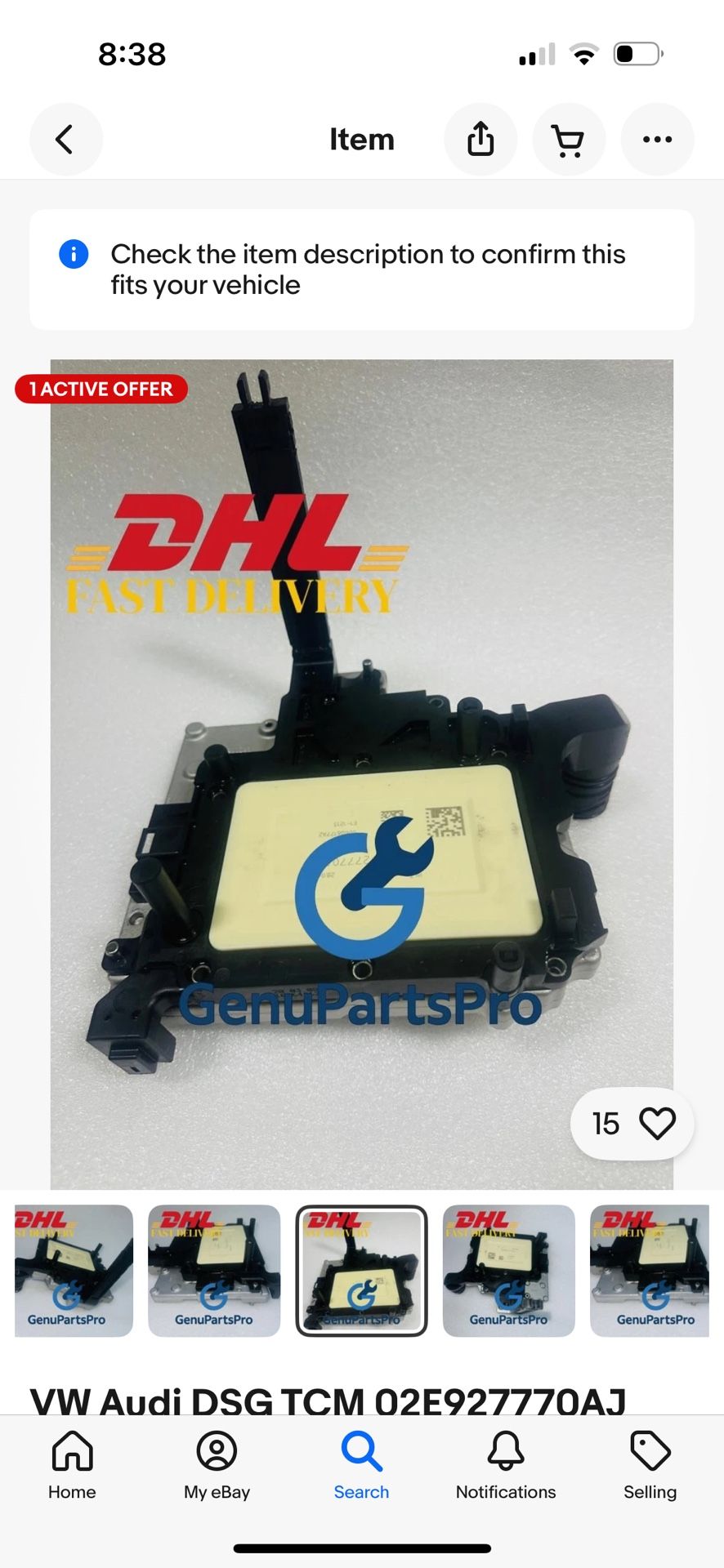 VW Audi DSG TCM 02E927770AJ DQ250 Transmission Control Module Only OEM