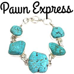Sterling Silver Turquoise Statement Bracelet 