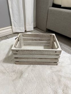 Rustic Whitewashed Wooden Storage Crate